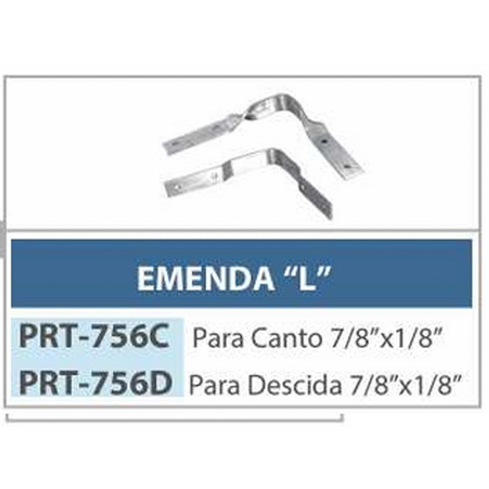 emenda L p/canto c/barramento aluminio 1/8" x 7/8" PRT-756C